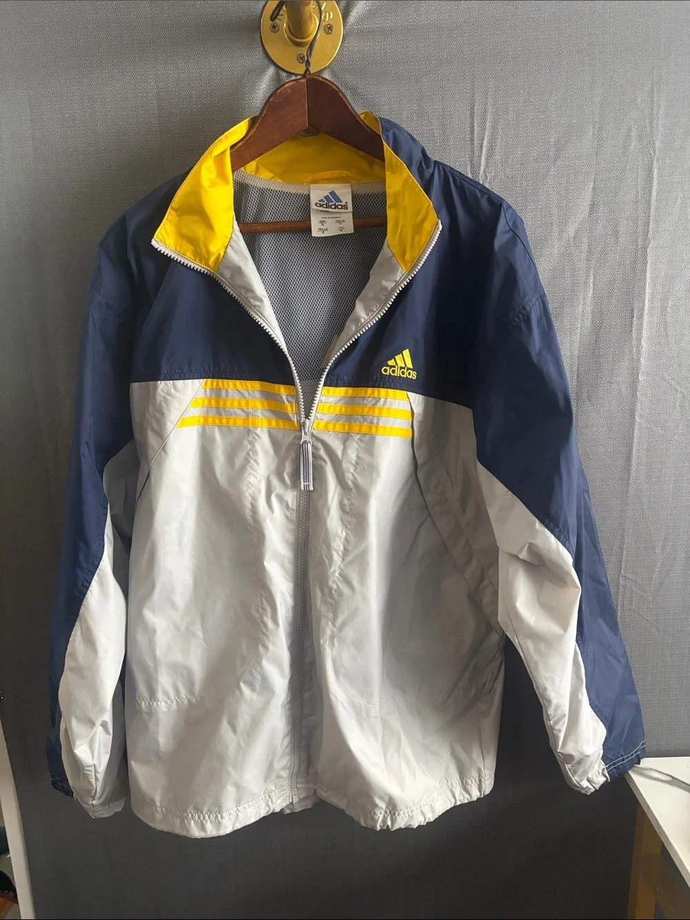 adidas Yellow Athletic Windbreaker Mesh Lining jacket